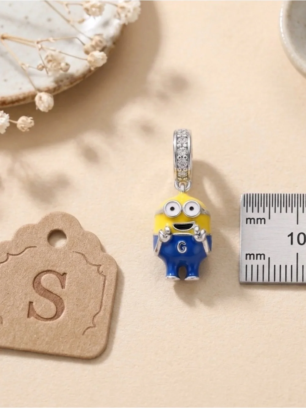 Sterling silver Yellow & Blue Minion Charm Pendant for Women Jewelry